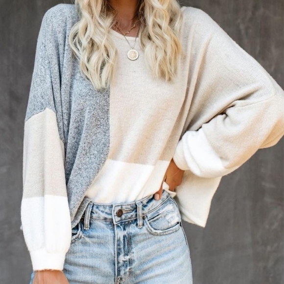 ❤️ LAST ONE ❤ Color Block Ballon Sleeve Sweater - Picture 4 of 6